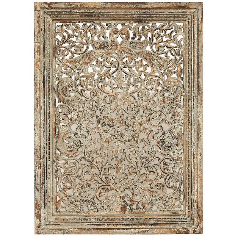 Настенный декор Wall Decor Mango Wood Carved Дерево Серый Настенный декор Wall Decor Mango Wood Carved Дерево Серый в Костроме | Loft Concept