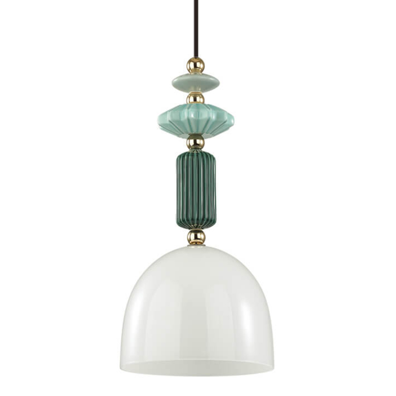 Подвесной светильник Iris hanging lamp green Белое матовое стекло Зеленый Подвесной светильник Iris hanging lamp green Белое матовое стекло Зеленый в Костроме | Loft Concept