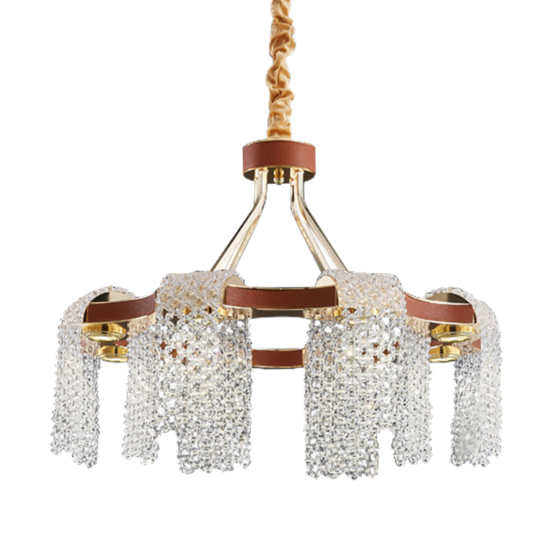 Люстра Leather Glass Chandelier 60 Золотой Коричневый Прозрачный Люстра Leather Glass Chandelier 60 Золотой Коричневый Прозрачный в Костроме | Loft Concept