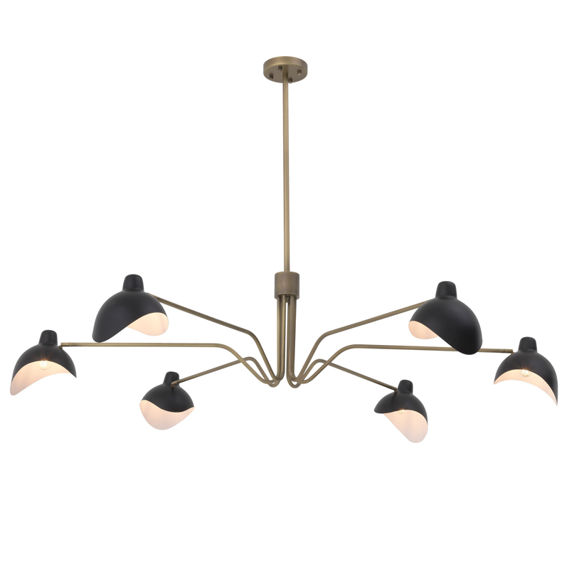Люстра Eichholtz Chandelier Tyler brass Латунь Античная полированная Черный Люстра Eichholtz Chandelier Tyler brass Латунь Античная полированная Черный в Костроме | Loft Concept