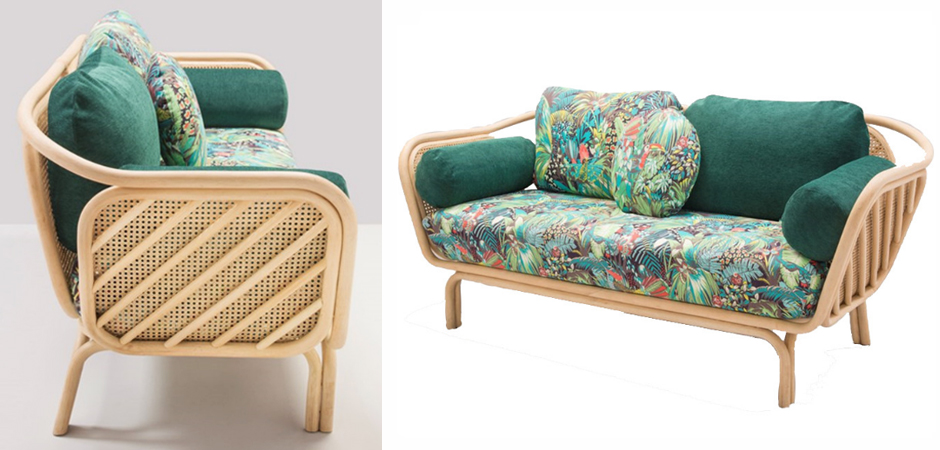 Диван из ротанга Wicker Sofa с Зеленой обивкой Диван из ротанга Wicker Sofa с Зеленой обивкой в Костроме