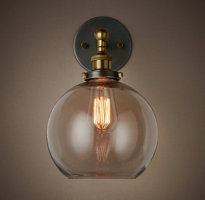 Бра Loft Clear Glass Sphere Cloche Прозрачный Белый Черный Бра Loft Clear Glass Sphere Cloche Прозрачный Белый Черный в Костроме | Loft Concept