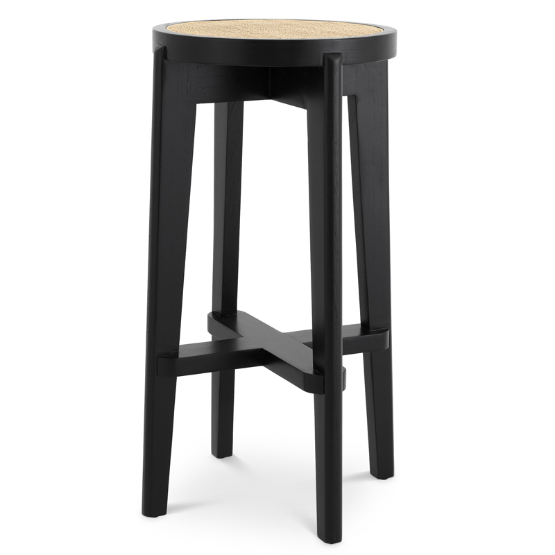 Барный стул Eichholtz Bar Stool Dareau black Бежевый Черный Барный стул Eichholtz Bar Stool Dareau black Бежевый Черный в Костроме | Loft Concept