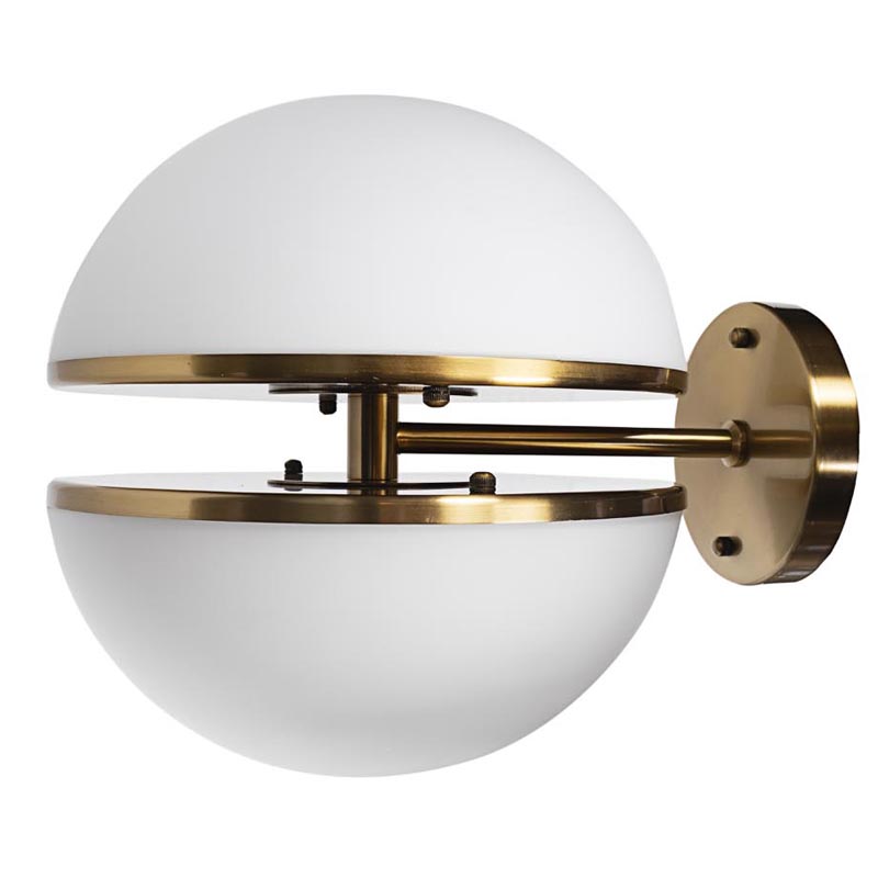 Бра Sphere Sconce Белое матовое стекло Латунь Бра Sphere Sconce Белое матовое стекло Латунь в Костроме | Loft Concept