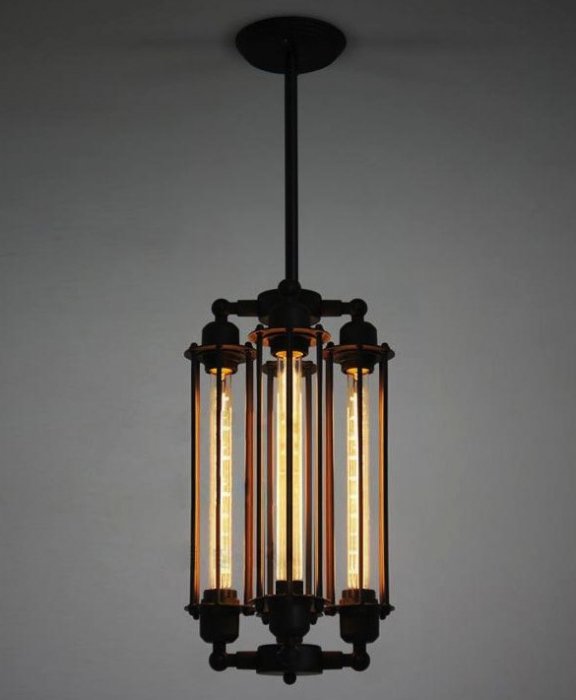 Подвесной светильник Loft Industrial Edison Cage Vertical Quatro Черный Подвесной светильник Loft Industrial Edison Cage Vertical Quatro Черный в Костроме | Loft Concept