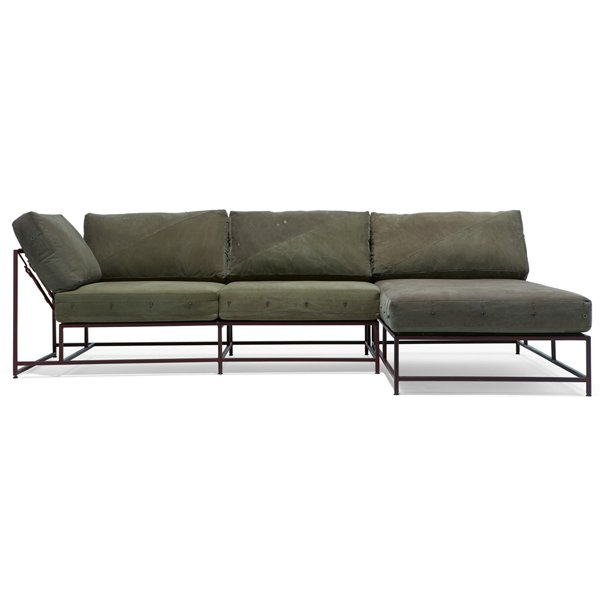 Угловой диван Olive Military Fabric Sectional sofa Оливковый Угловой диван Olive Military Fabric Sectional sofa Оливковый в Костроме | Loft Concept