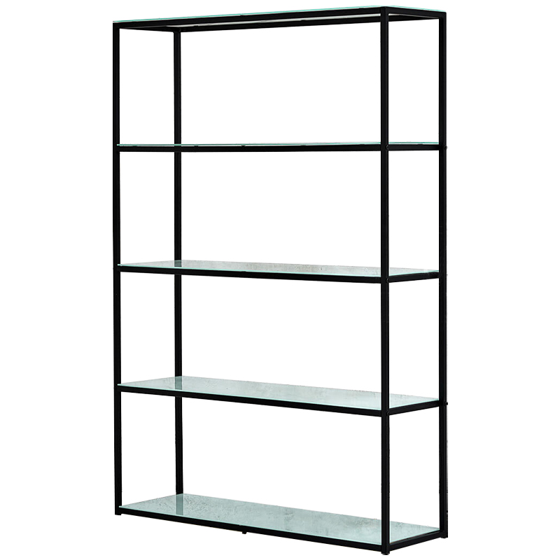 Стеллаж металлический со стеклянными полками Hebert Marble Glass Rack Черный Белый Стеллаж металлический со стеклянными полками Hebert Marble Glass Rack Черный Белый в Костроме | Loft Concept
