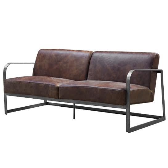 Диван INDIO METAL leather SOFA Коричневый Диван INDIO METAL leather SOFA Коричневый в Костроме | Loft Concept