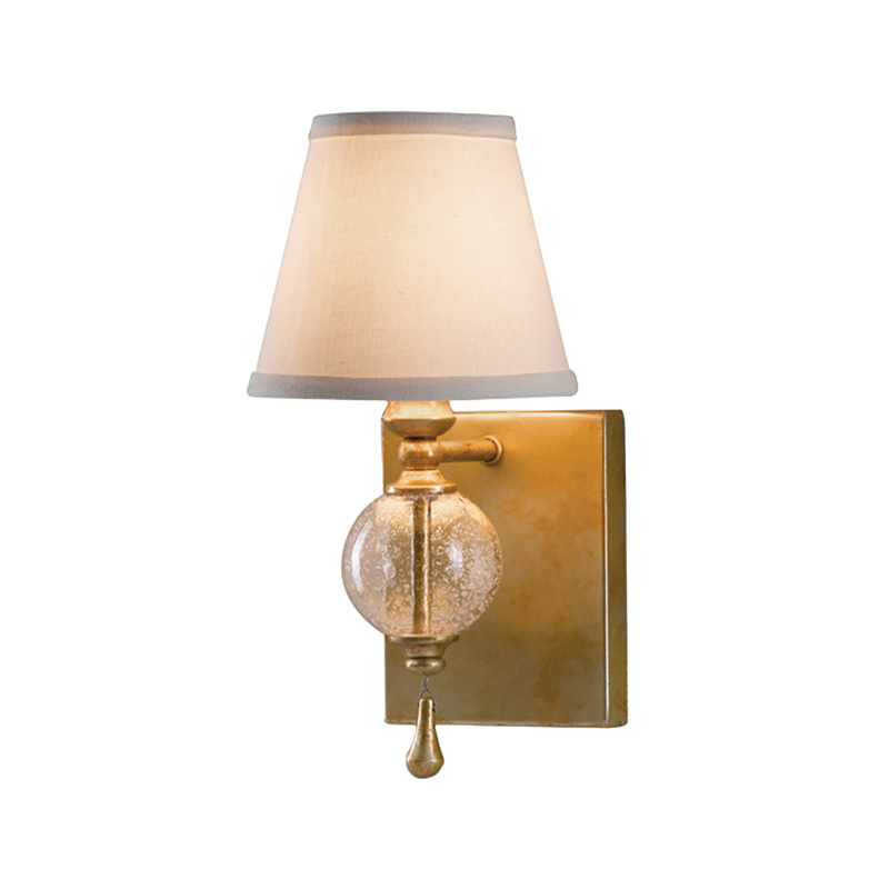 Бра со стеклянным шарообразным декором с пузырьками и бежевым абажуром Feiss Серебряный Белый Бежевый в Костроме | Loft Concept 