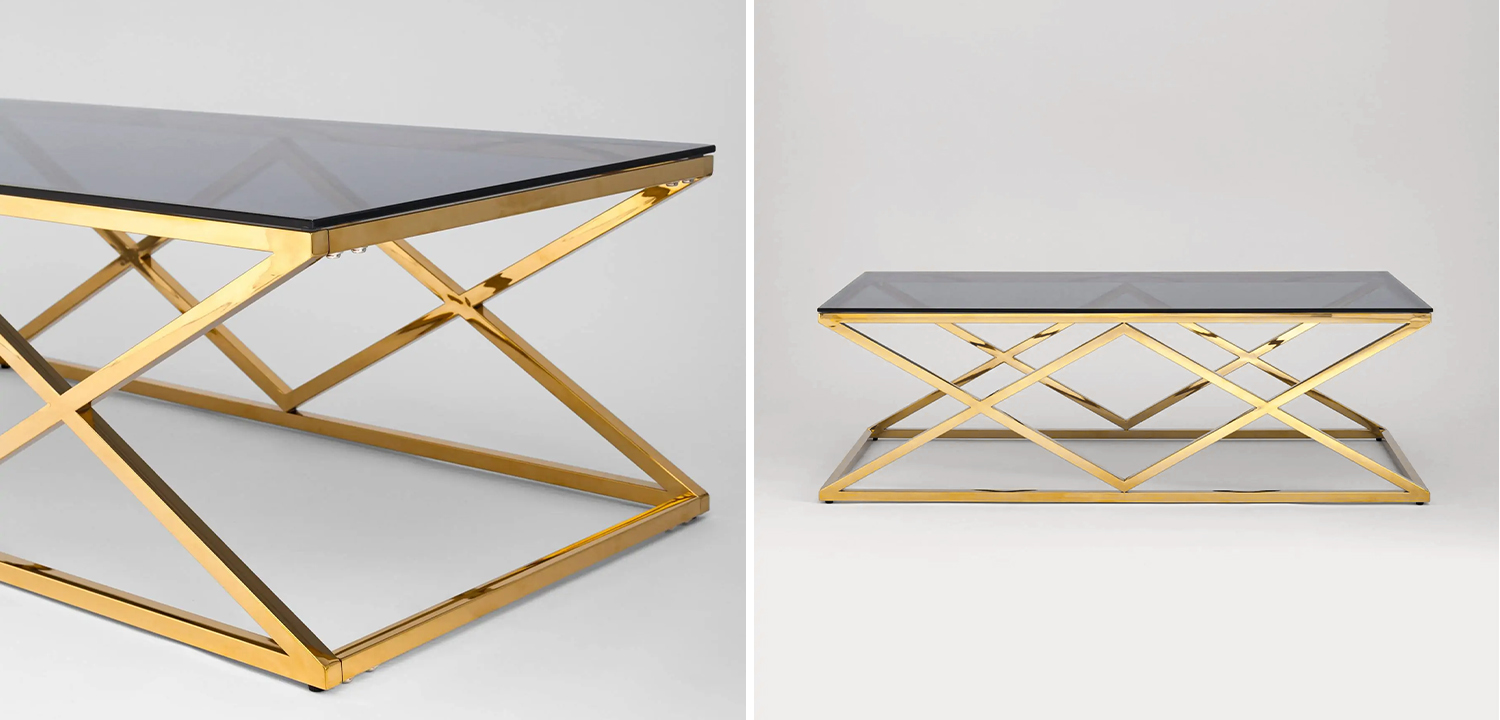 Столик кофейный Geometry Rhombus Gold - фото