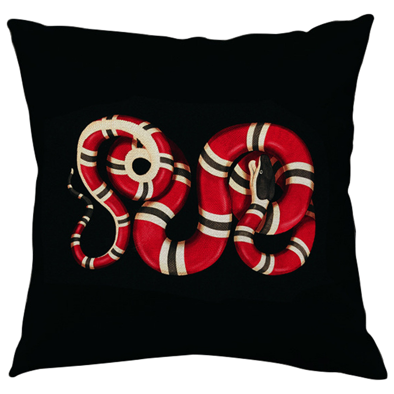 Декоративная подушка Стиль Gucci Micrurus Snake Black Черный Красный Бежевый Декоративная подушка Стиль Gucci Micrurus Snake Black Черный Красный Бежевый в Костроме | Loft Concept