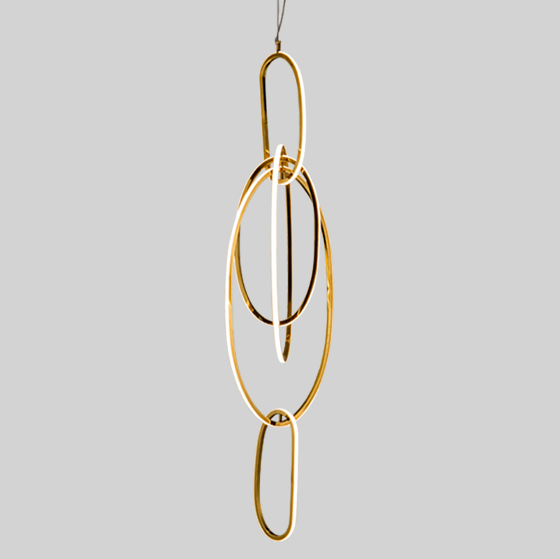 Люстра Vertical Gold Oval Rings Chandelier Золотой в Костроме | Loft Concept 