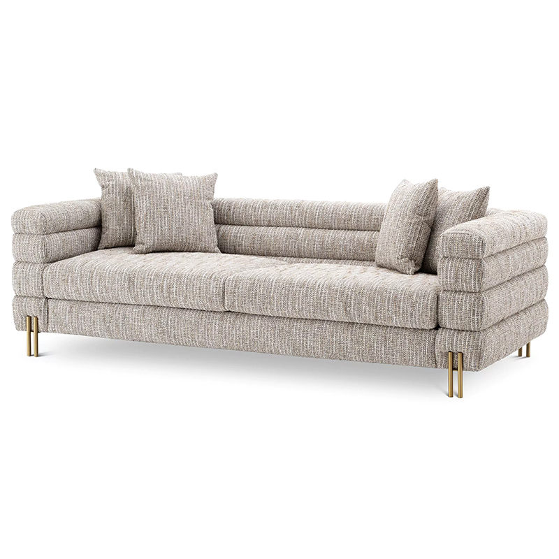Диван Eichholtz Sofa York Бежево-серый Латунь Бежево-серый Матовая латунь Диван Eichholtz Sofa York Бежево-серый Латунь Бежево-серый Матовая латунь в Костроме | Loft Concept