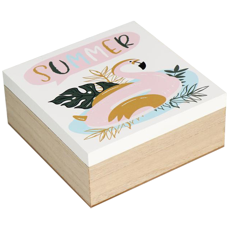 Шкатулка Flamingo Summer Box Белый Бежевый Древесина Мульти Шкатулка Flamingo Summer Box Белый Бежевый Древесина Мульти в Костроме | Loft Concept