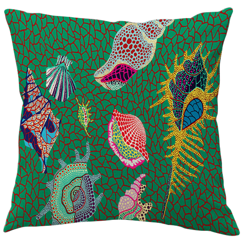 Декоративная подушка Yayoi Kusama Shell Green Зеленый Мульти Декоративная подушка Yayoi Kusama Shell Green Зеленый Мульти в Костроме | Loft Concept