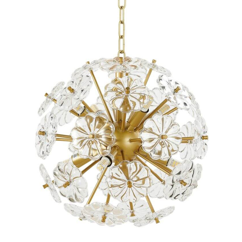 Люстра Glass Flowers Sputnik Chandelier D 32 матовое золото Прозрачное Стекло Люстра Glass Flowers Sputnik Chandelier D 32 матовое золото Прозрачное Стекло в Костроме | Loft Concept
