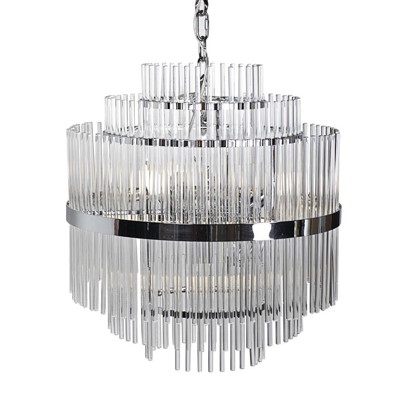 Люстра Hexagon Tube Light Multi-Tiered Chandelier Хром Люстра Hexagon Tube Light Multi-Tiered Chandelier Хром в Костроме | Loft Concept