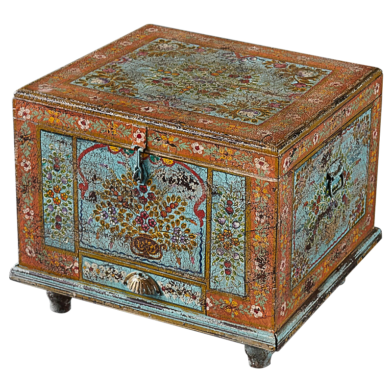 Сундук ручная роспись Harsh Antique Indian Painted Chest Мульти Бирюзовый Оранжевый Сундук ручная роспись Harsh Antique Indian Painted Chest Мульти Бирюзовый Оранжевый в Костроме | Loft Concept