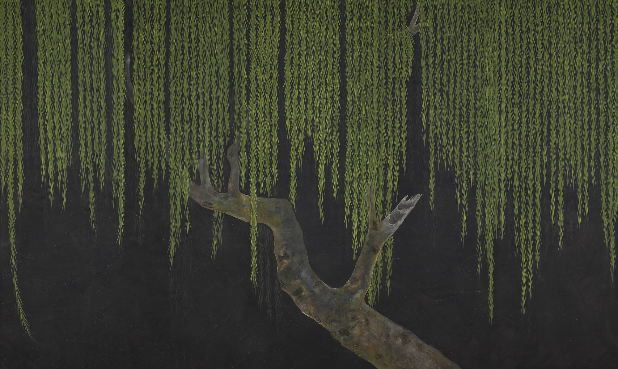 Обои ручная роспись Willow Original colourway on Edo Night painted silk Обои ручная роспись Willow Original colourway on Edo Night painted silk - постер Loft-Concept в Костроме