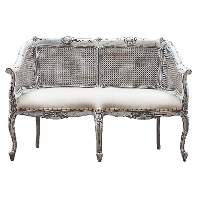 Диван Maria Antoinette Wicker Sofa Бежевый Белый винтажная патина Диван Maria Antoinette Wicker Sofa Бежевый Белый винтажная патина в Костроме | Loft Concept