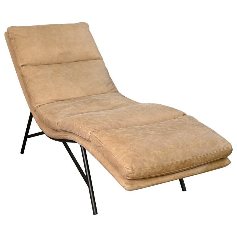 Кушетка Aimeric Leather Chaise Longue Бежевый Черный Кушетка Aimeric Leather Chaise Longue Бежевый Черный в Костроме | Loft Concept