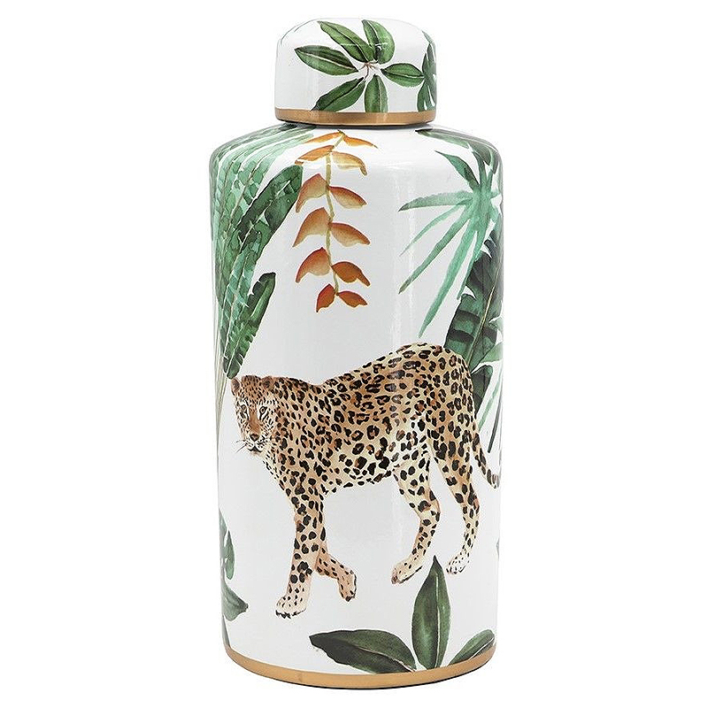 Ваза фарфоровая с ручной росписью Leopard Collection Белый Мульти Ваза фарфоровая с ручной росписью Leopard Collection Белый Мульти в Костроме | Loft Concept