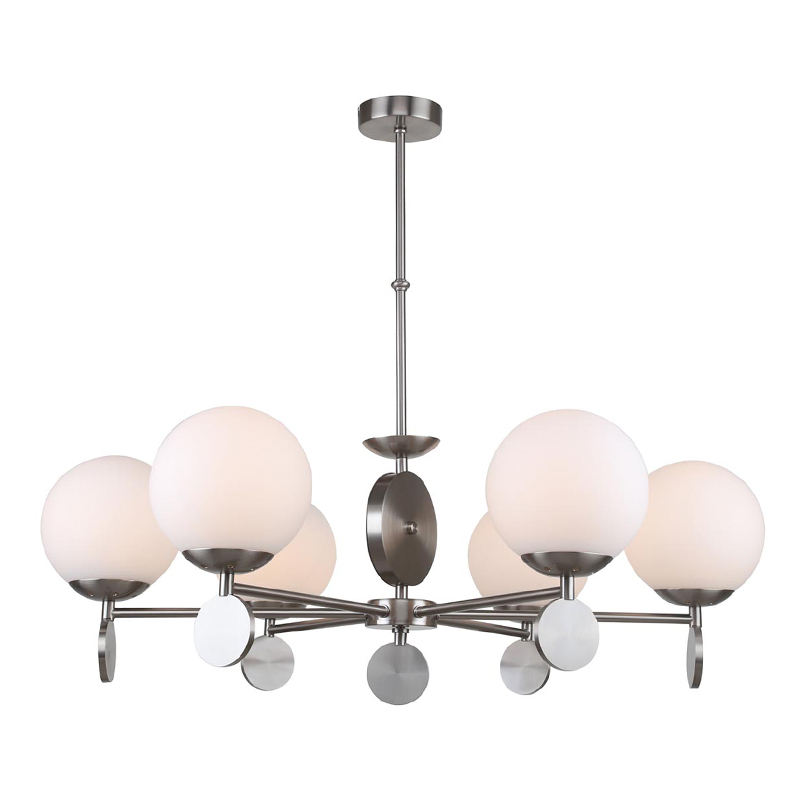 Люстра Kyran Nickel Chandelier 6 Никель Белый Люстра Kyran Nickel Chandelier 6 Никель Белый в Костроме | Loft Concept