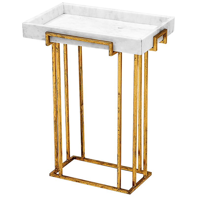 Приставной стол Eos Side Table Белый Винтажное Светлое Золото Приставной стол Eos Side Table Белый Винтажное Светлое Золото в Костроме | Loft Concept