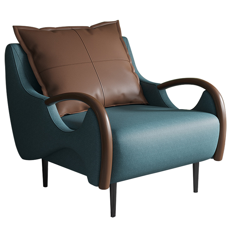 Кресло Oliwier Blue Armchair Синий Коричневый Кресло Oliwier Blue Armchair Синий Коричневый в Костроме | Loft Concept