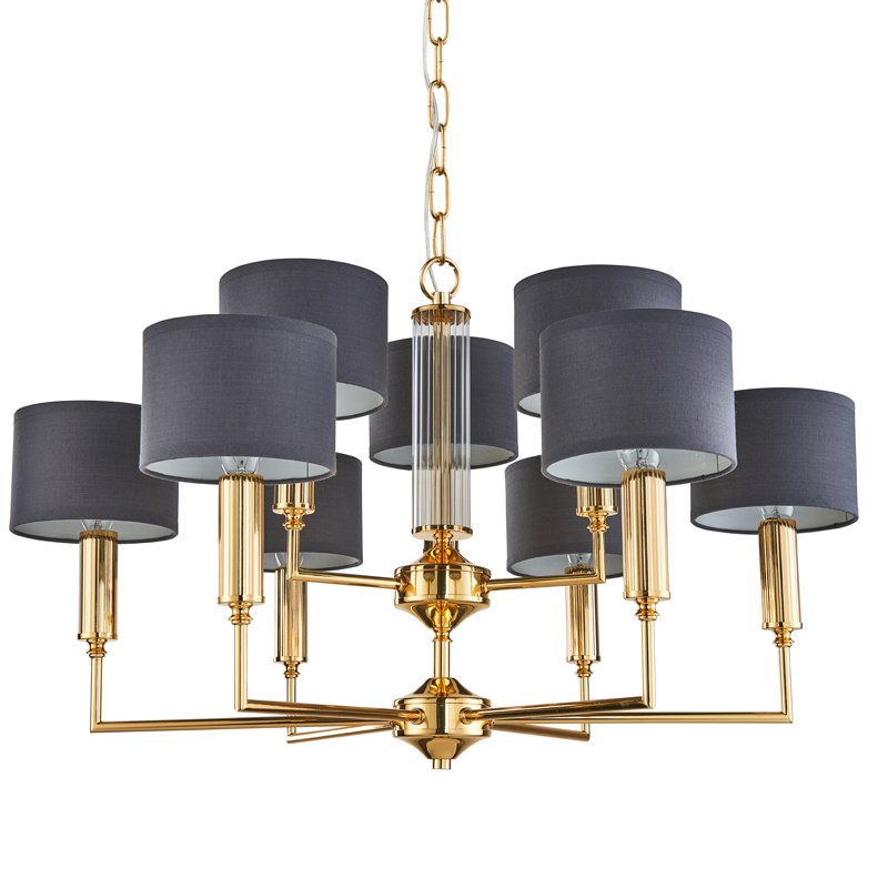 Люстра Laurent Chandelier grey 71 Глянцевое золото Серый Прозрачный Люстра Laurent Chandelier grey 71 Глянцевое золото Серый Прозрачный в Костроме | Loft Concept