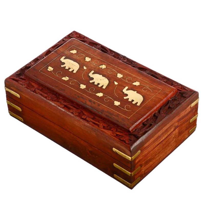 Шкатулка Three Elephants Indian Inlay Box Коричневый Латунь Шкатулка Three Elephants Indian Inlay Box Коричневый Латунь в Костроме | Loft Concept