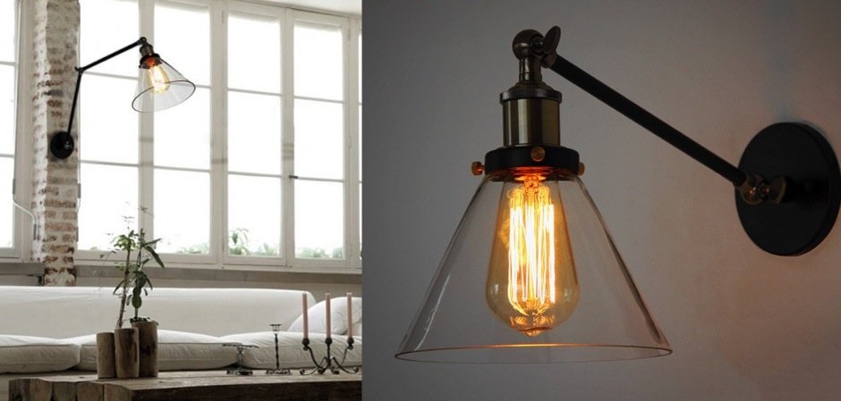 Бра Gloce Cone Shade Loft Industrial Glass Бра Gloce Cone Shade Loft Industrial Glass - Loft-Concept в Костроме