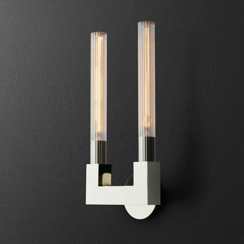 Бра RH CANNELLE wall lamp DOUBLE Sconces Chrome Хром Прозрачное Стекло Бра RH CANNELLE wall lamp DOUBLE Sconces Chrome Хром Прозрачное Стекло в Костроме | Loft Concept