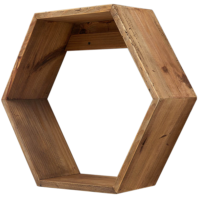 Деревянная полка в виде шестиугольника Wood Honeycomb Shelf Коричневый Деревянная полка в виде шестиугольника Wood Honeycomb Shelf Коричневый в Костроме | Loft Concept