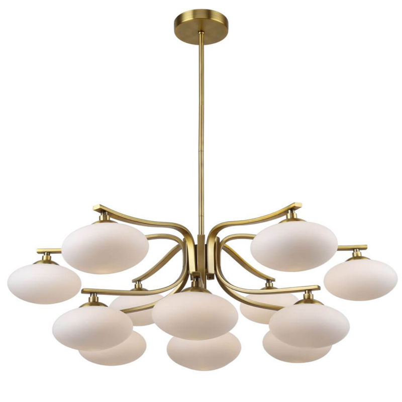 Oval Balls Mushrooms Chandelier 13 Brass Латунь Прозрачный белый Oval Balls Mushrooms Chandelier 13 Brass Латунь Прозрачный белый в Костроме | Loft Concept
