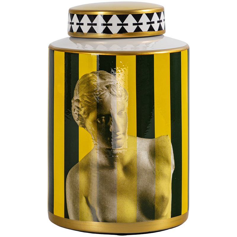 Ваза с крышкой Venus Yellow Black Vase Золотой Желтый Черный Черно-белый Ваза с крышкой Venus Yellow Black Vase Золотой Желтый Черный Черно-белый в Костроме | Loft Concept