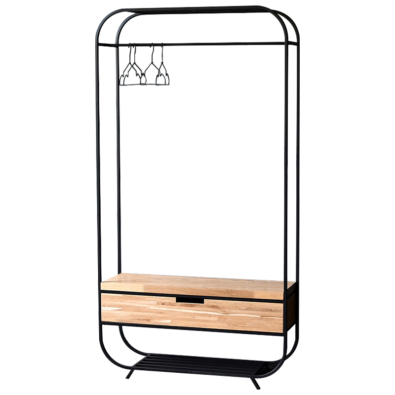 Рейл с выдвижным ящиком Ewing Industrial Metal Rust Clothes Rail Черный Светлый дуб Рейл с выдвижным ящиком Ewing Industrial Metal Rust Clothes Rail Черный Светлый дуб в Костроме | Loft Concept