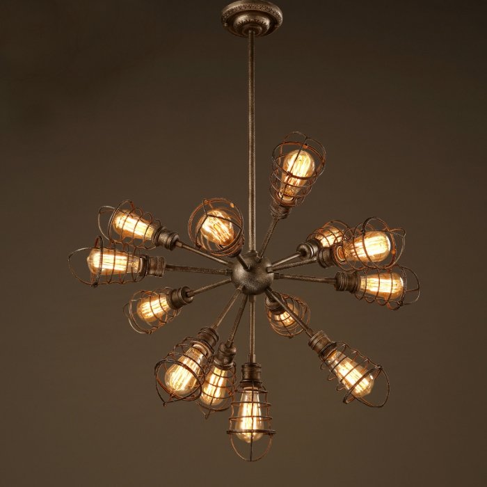 Люстра Loft Industrial Sputnik 13 Retro Коричневый винтаж Люстра Loft Industrial Sputnik 13 Retro Коричневый винтаж в Костроме | Loft Concept