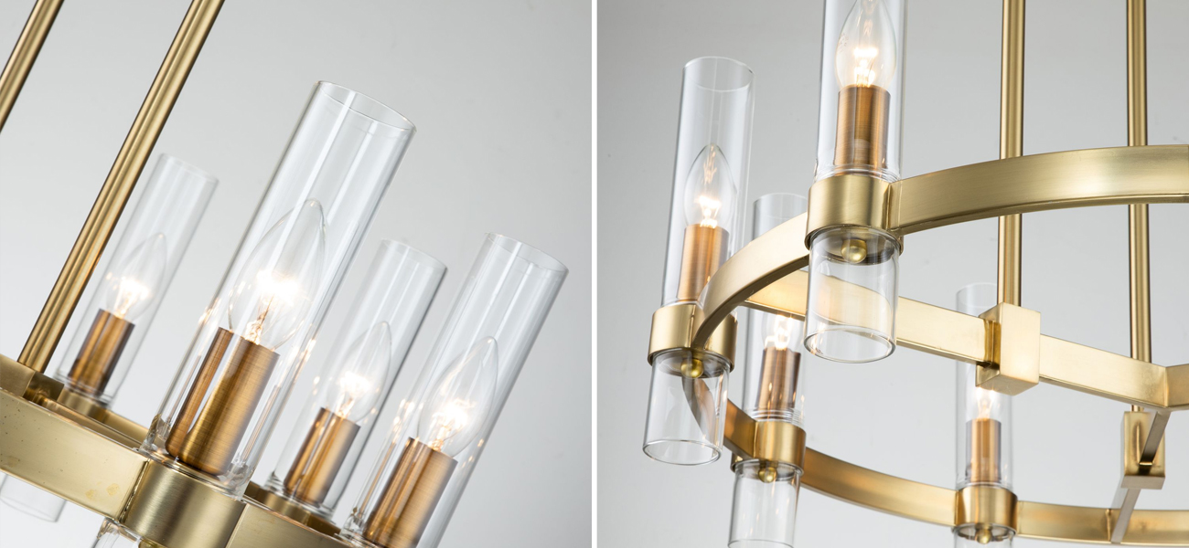 Люстра цвета матового золота с прозрачными плафонами Giostra D70 см - фото №1