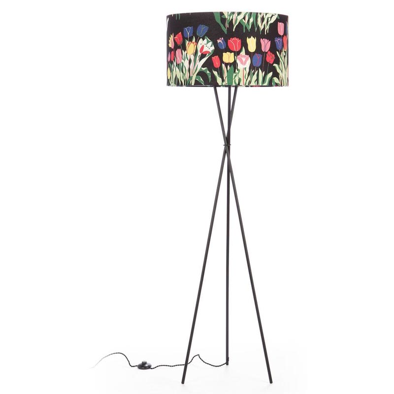 Торшер Colored Lampshade Tulips Floor Lamp Мульти Черный Торшер Colored Lampshade Tulips Floor Lamp Мульти Черный в Костроме | Loft Concept