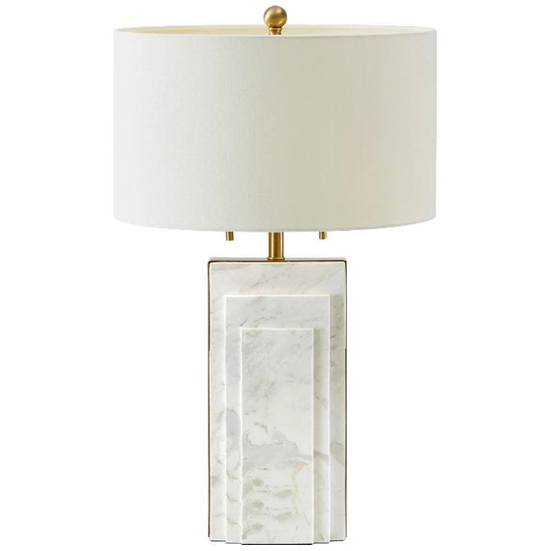 Дизайнерский настольный светильник Deco Marble Table Lamp Золотой Молочный Белый Мрамор Bianco в Костроме | Loft Concept 