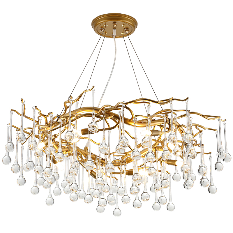 Люстра Droplet Chandelier 80 Золотой Прозрачное Стекло Люстра Droplet Chandelier 80 Золотой Прозрачное Стекло в Костроме | Loft Concept