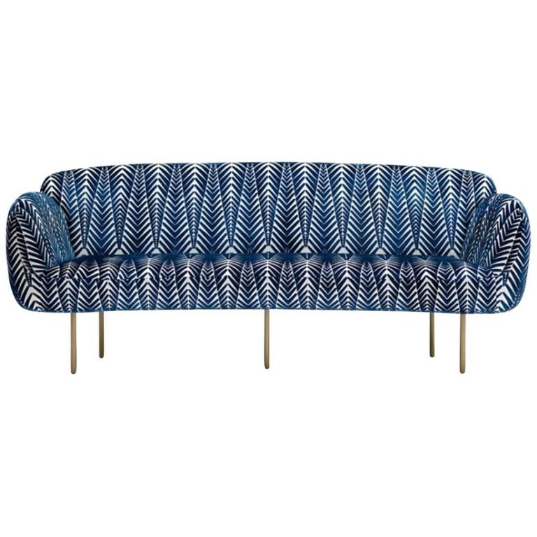 Диван Stardust Sofa by Nika Zupanc Белый Синий Латунь Диван Stardust Sofa by Nika Zupanc Белый Синий Латунь в Костроме | Loft Concept
