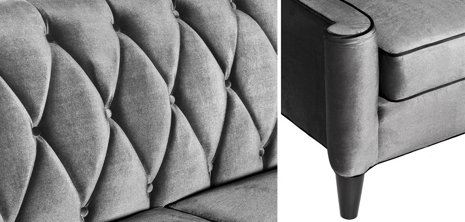Диван Armen Living Barrister Gray Velvet Диван Armen Living Barrister Gray Velvet - Loft-Concept в Костроме