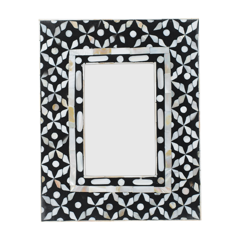Рама для фото Bone Inlay Pearl Black S Черный Перламутровый Белый Рама для фото Bone Inlay Pearl Black S Черный Перламутровый Белый в Костроме | Loft Concept