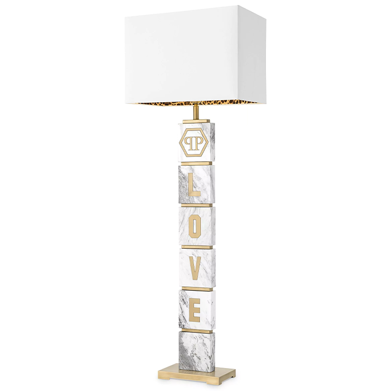 Торшер Philipp Plein Floor Lamp King Белый Белый Мрамор Bianco Золотой Торшер Philipp Plein Floor Lamp King Белый Белый Мрамор Bianco Золотой в Костроме | Loft Concept