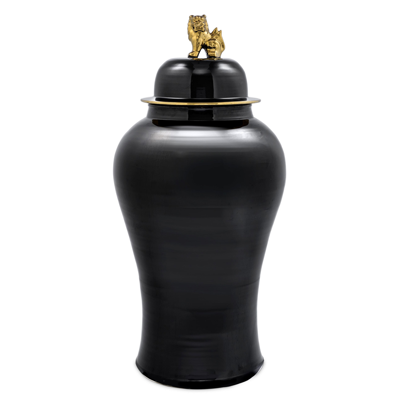 Ваза с крышкой Eichholtz Vase Golden Dragon L Черный Глянцевое золото Ваза с крышкой Eichholtz Vase Golden Dragon L Черный Глянцевое золото в Костроме | Loft Concept