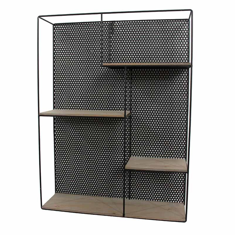 Полка Perforation Loft Rectangle Shelf Бежево-серый Черный Полка Perforation Loft Rectangle Shelf Бежево-серый Черный в Костроме | Loft Concept