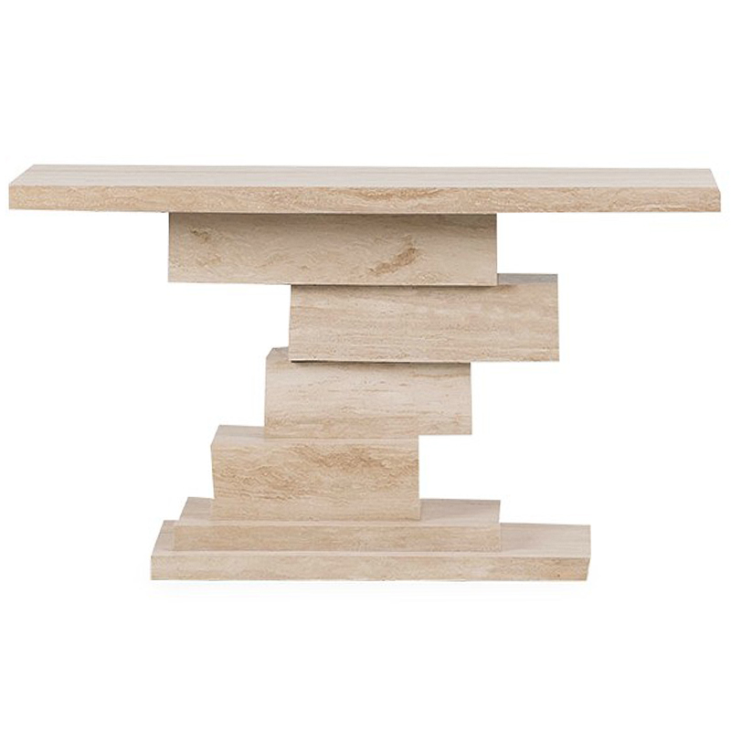 Консоль Taya Travertine Console Бежевый Консоль Taya Travertine Console Бежевый в Костроме | Loft Concept