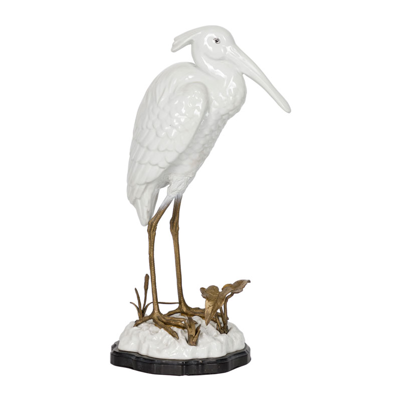 Статуэтка фарфоровая Цапля White heron Белый Бронза Статуэтка фарфоровая Цапля White heron Белый Бронза в Костроме | Loft Concept